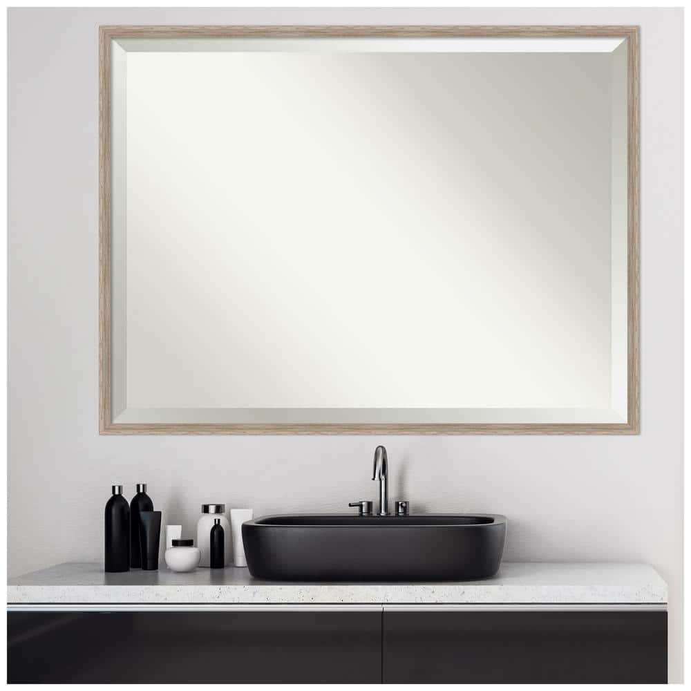 Rustic Whitewash Wood Bathroom Vanity Mirror