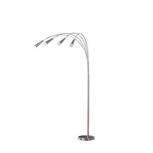 Kiery 72 in. Silver Brushed Nickel 4-Arm Aluminum Integrated LED Arc Floor Lamp