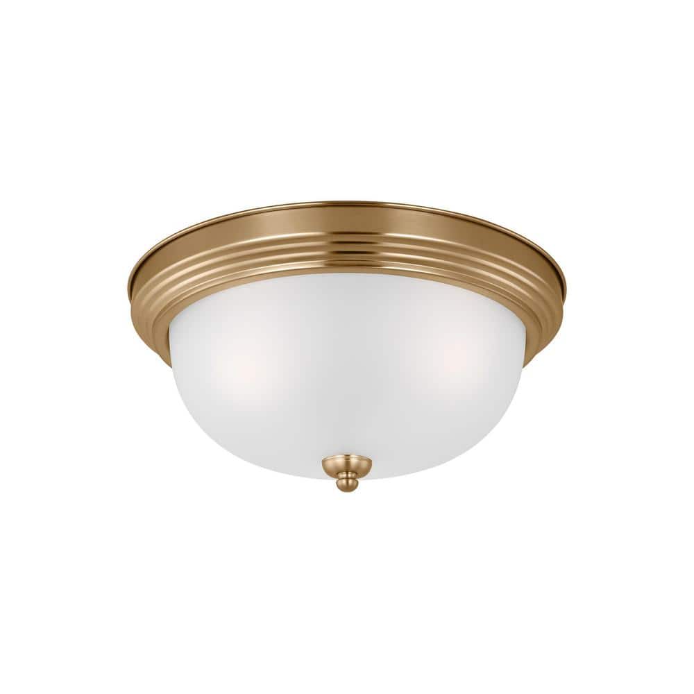Geary 3-Light Satin Brass and Glass Flush Mount