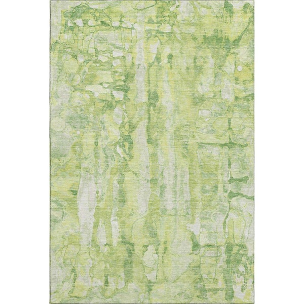 Mayfield Premium Machine Washable Abstract AMF2120 Lime 9 ft. x 12 ft. Area Rug