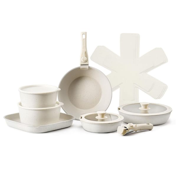 17 Piece Pots and Pans Set Nonstick, Detachable Handle Cookware, Space Saving Induction Cookware Set