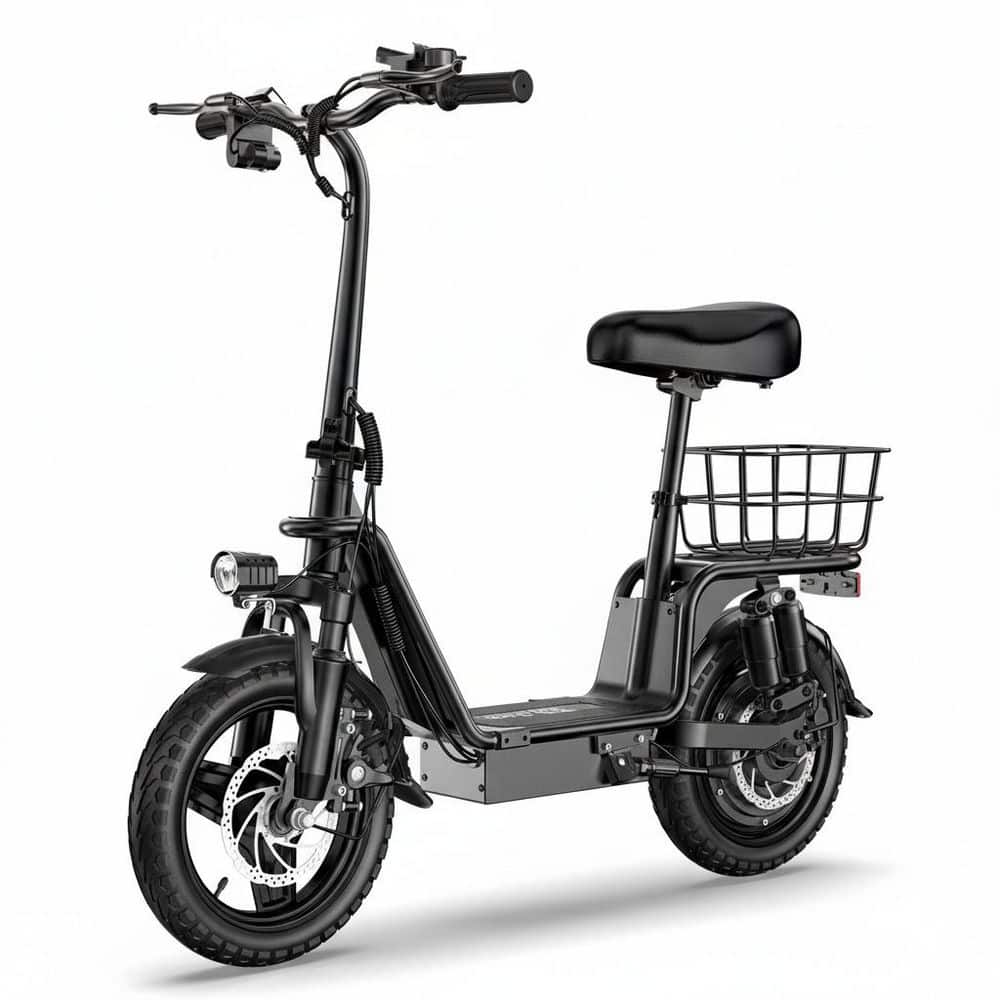 Lycvki 14 in. Black Folding Electric Bike for Adults 500-Watt