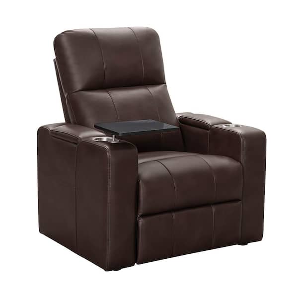 DEVON & CLAIRE Norman Power Theater Recliner with 1 Table, Brown