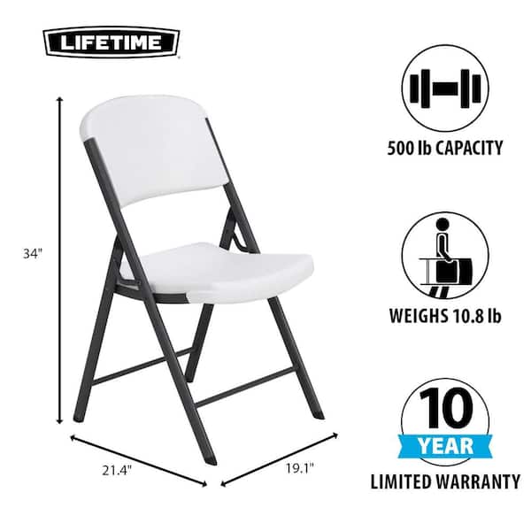 White Plastic Seat Metal Frame Outdoor Safe Folding Chair (Set of 4)