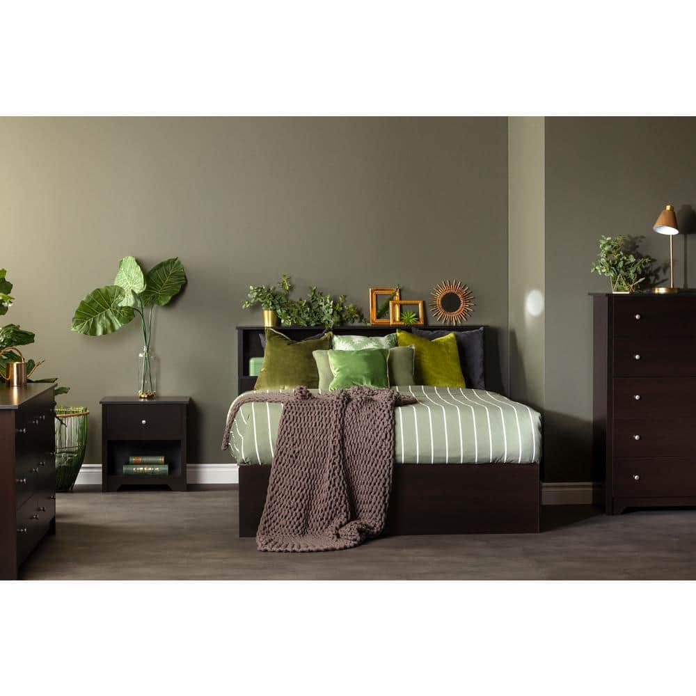 Modern Vertical 5-Drawer Chest in Rich Brown with Soft Close