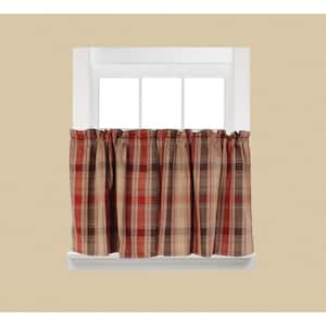 Cooper Red Polyester Rod Pocket Tier Curtain - 58 in. W x 36 in. L