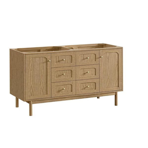 Laurent 59.9 in. W x 23.0 in. D x 33.0 in. H Double Bath Vanity Cabinet Without Top in Light Natural Oak