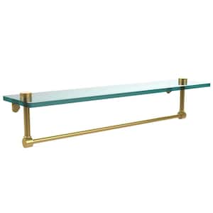 22 in. L x 5 in. H x 5 in. W Clear Glass Vanity Bathroom Shelf with Towel Bar in Polished Brass