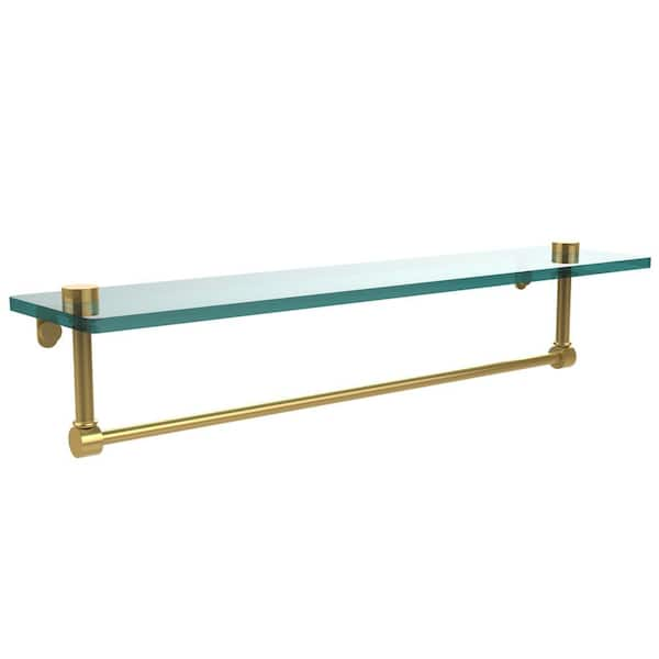 Allied Brass 22 in. L x 18 in. H x 5 in. W 3-Tier Clear Glass Bathroom Shelf  with Towel Bar in Satin Nickel NS-5/22TB-SN - The Home Depot