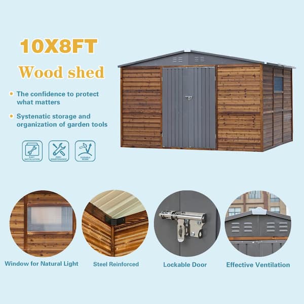8 ft. W x 10 ft. D Iron-Wood Combination Tool Shed, Outdoor