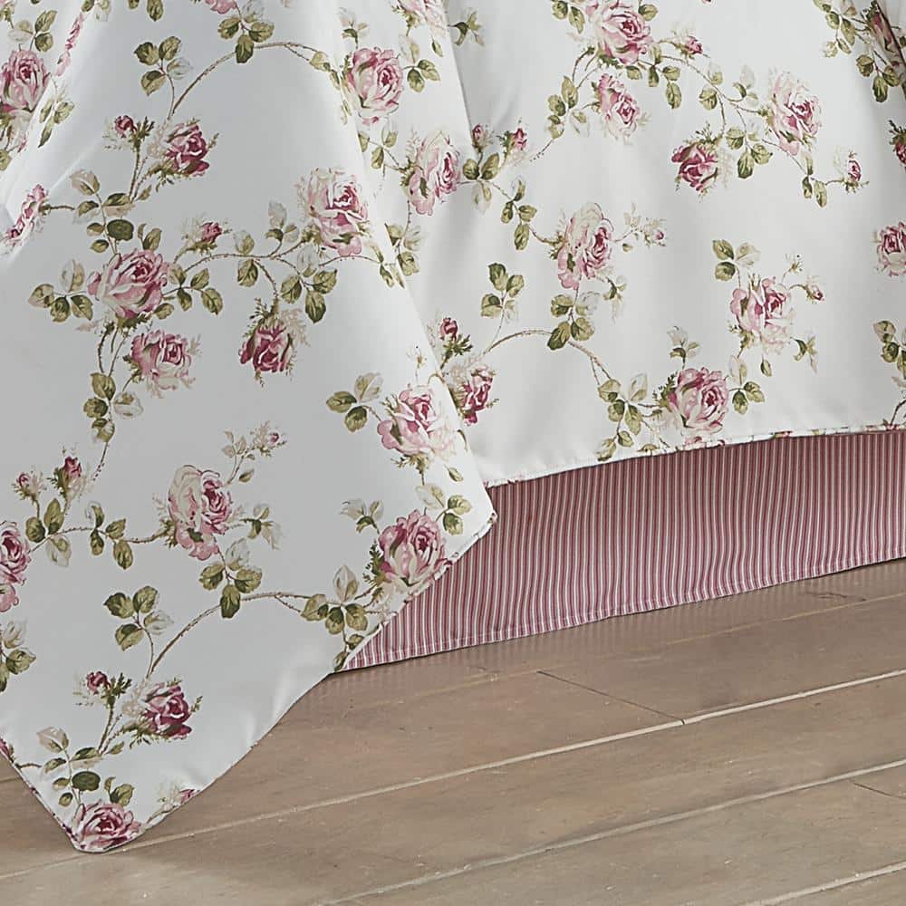 Queen Pink Microfiber Floral 4-Piece Bedding Set