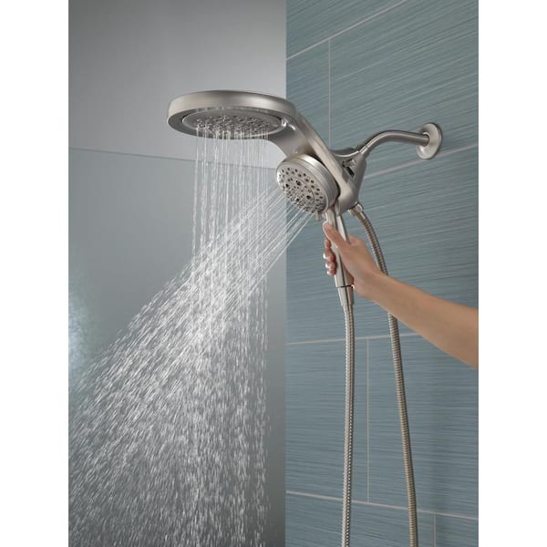 HydroRain Gold 5-Spray Patterns 1.75 GPM 6 in. Wall Mount Dual Shower Heads in Champagne Bronze