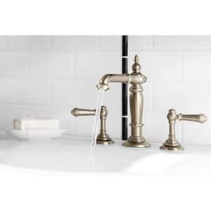 Artifacts 8 in. Widespread 2-Handle Column Design Bathroom Faucet in Vibrant Brushed Bronze with Lever Handles
