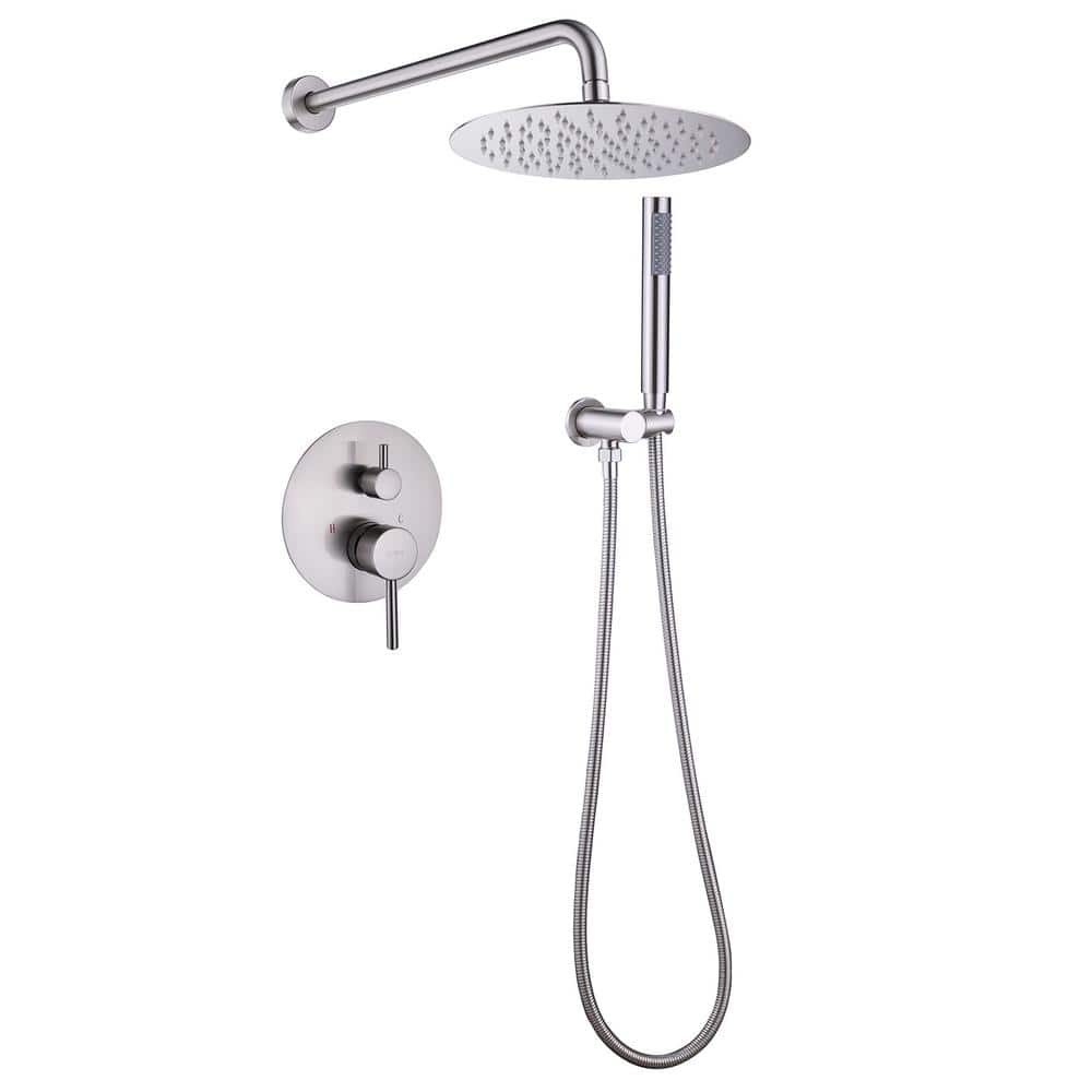 1-Handle 2-Spray Wall Mount Dual Fixed and Handheld Shower Head 2.5 GPM in Brushed Nickel (Valve Included) price history on PriceWatchPro
