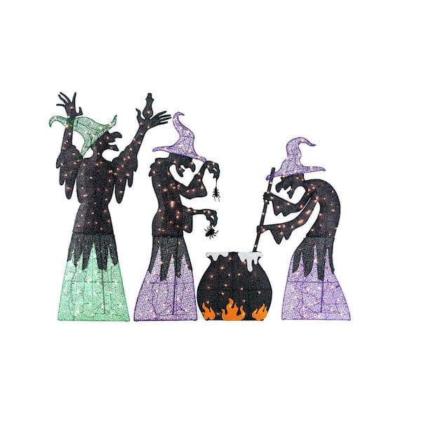 Home Accents Holiday 58 in. and 66 in. and 72 in. Witches with Cauldron
