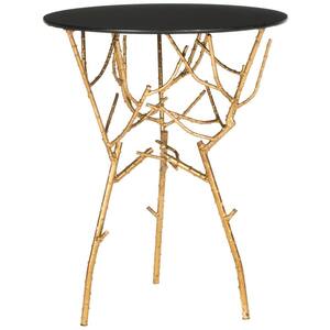 Tara Gold and Black Glass Top End Table