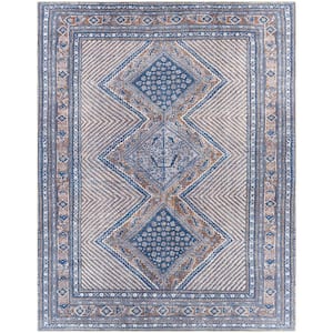 Silvia Navy/Camel 7 ft. 10 in. x 10 ft. 2 in. Machine-Washable Area Rug
