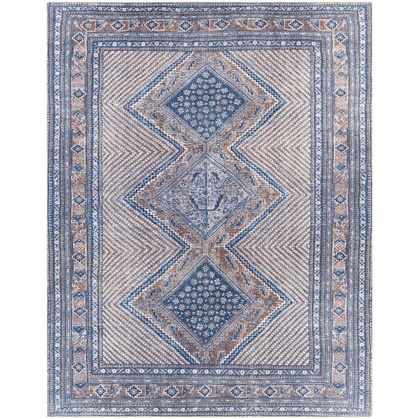 Livabliss Silvia Navy/Camel 7 ft. 10 in. x 10 ft. 2 in. Machine-Washable Area Rug