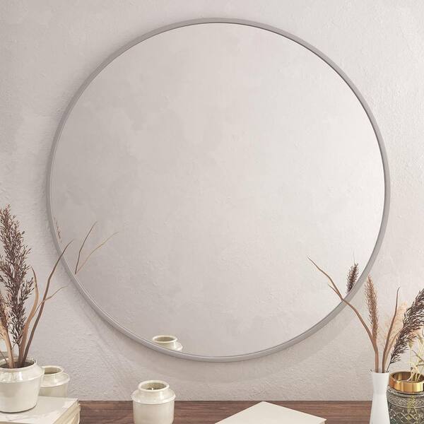 Tatahance 42 in. W x 42 in. H Round Silver Wall Decor Mirror with