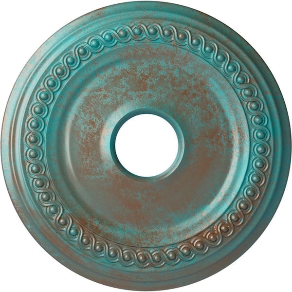 Ekena Millwork 1-1/8 in. x 18-5/8 in. x 18-5/8 in. Polyurethane Classic Ceiling Medallion, Copper Green Patina