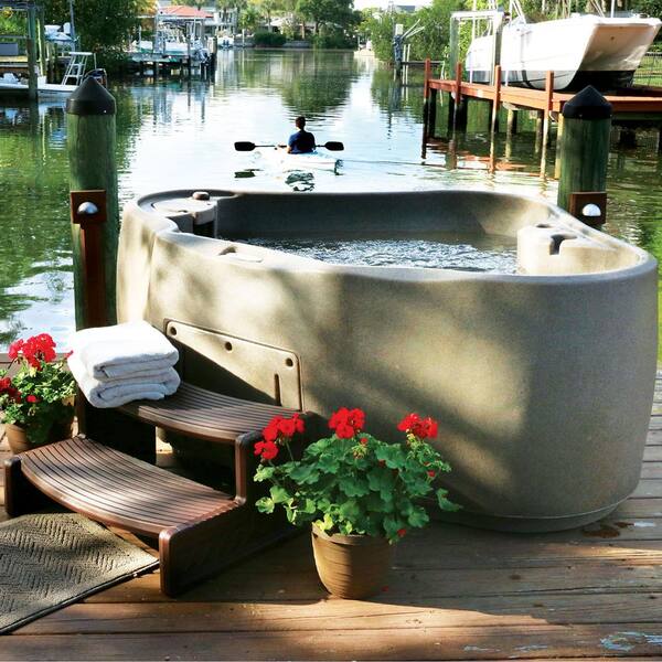 AquaRest Spas Select 300 2-Person Plug and Play Hot Tub with 20 Stainless Jets and LED Waterfall in Cobblestone