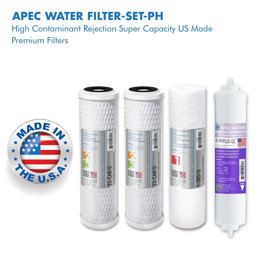 APEC 4-Pack 10" Alkaline Under Sink Water Filter Set