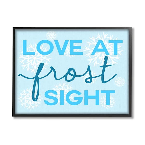 Stupell Industries Love at Frost Sight Pun by Lil' Rue 1 Piece Framed Graphic Print Typography Poster Art Print 20 in. x 16 in.