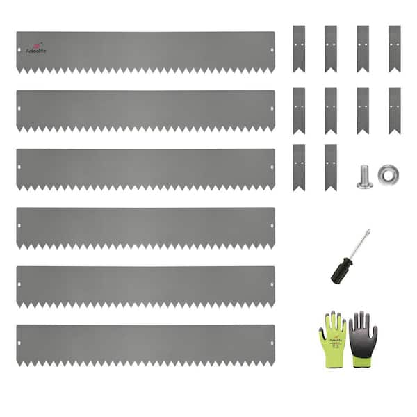 6-Pack 6 in. H x 40 in. W Quartz Grey Garden Landscape Galvanized Steel Edging with Gloves and 10-Stakes