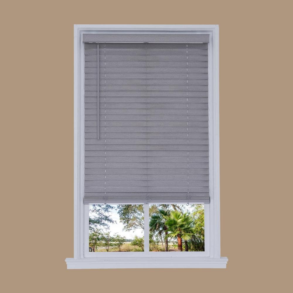 Cut-to-Width Steel Gray Cordless 2 in. Distressed Faux Wood Blind - 25.5 in. W x 72 in. L -  allen + roth, DFWDB3072-25.5