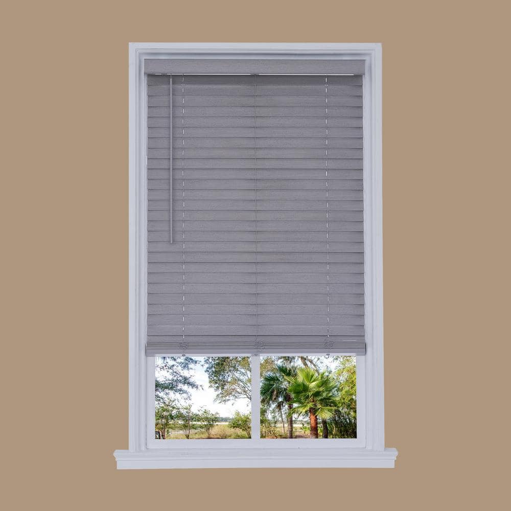 Steel Gray Cordless 2 in. Distressed Faux Wood Blind 41.5 in. W x 72 in. L -  allen + roth, DFWDB4272-41.5