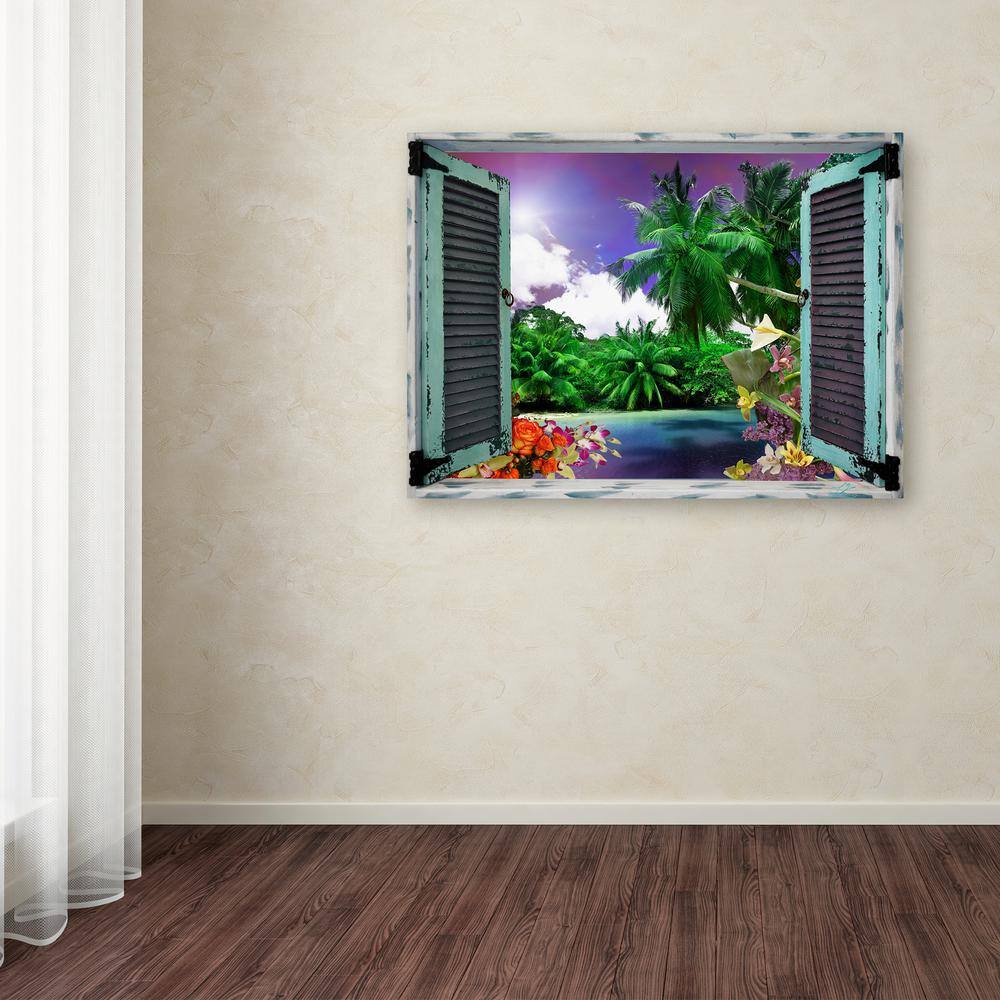 Tropical Paradise Window View Canvas Print 24x32