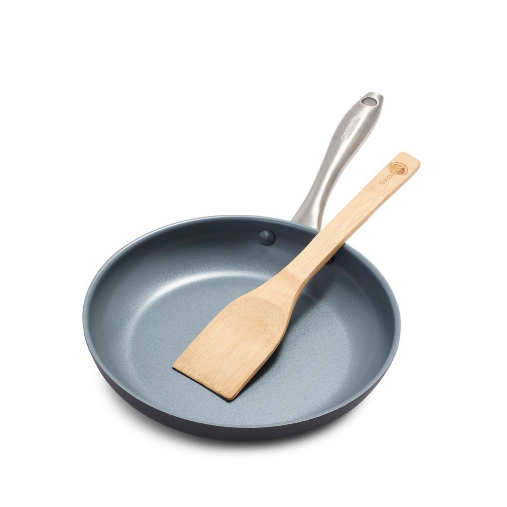 Gray 10'' Aluminum Non-Stick Ceramic Frypan with Spatula