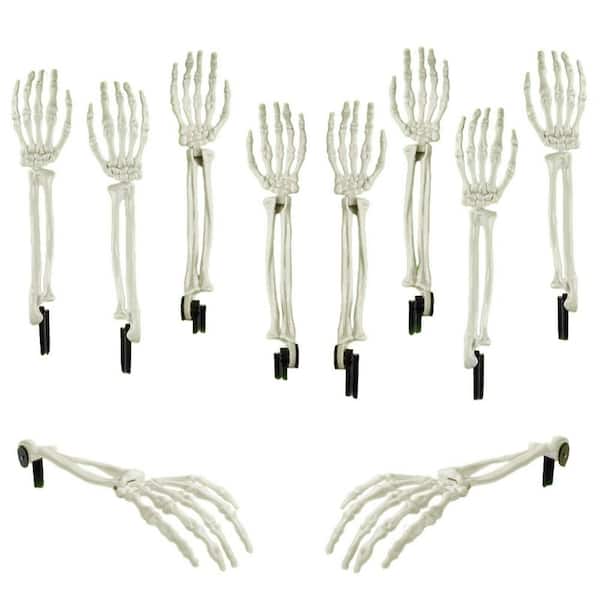 White Plastic Skeleton Stakes with Realistic Design and Ground Stakes for Indoor Outdoor Halloween Decor (10-Pack)