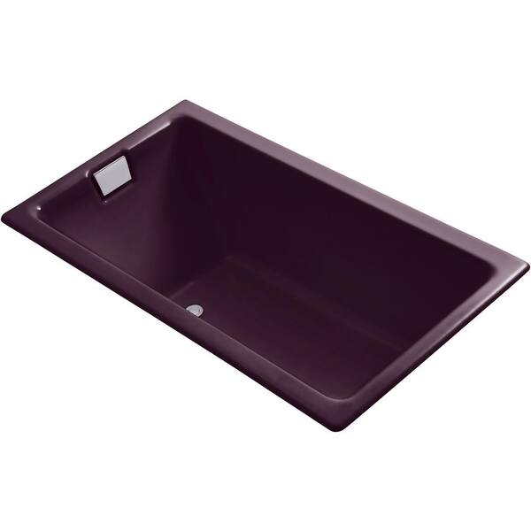 KOHLER Tea-for-Two 66 in. Rectangular Drop-in Bathtub in Black Plum