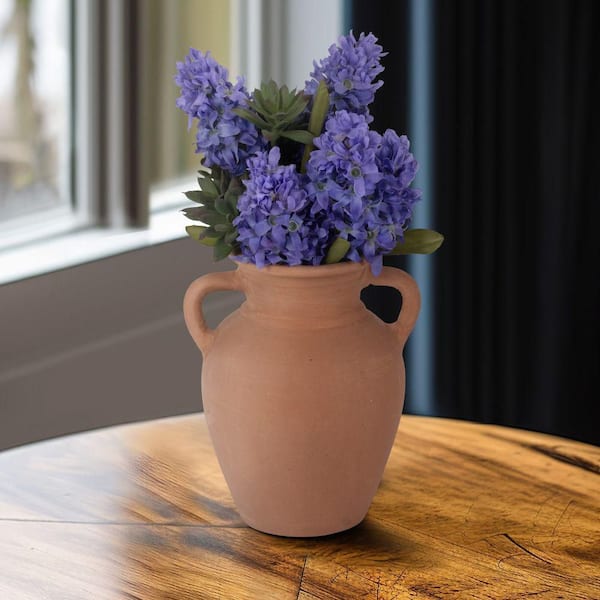 Liv & Skye 9 in. Brown Ceramic With Handles Decorative Vase 18251