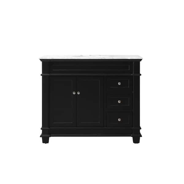 Unbranded Simply Living 42 in. Single Bathroom Vanity in Black with Marble Vanity Top in Carrara White