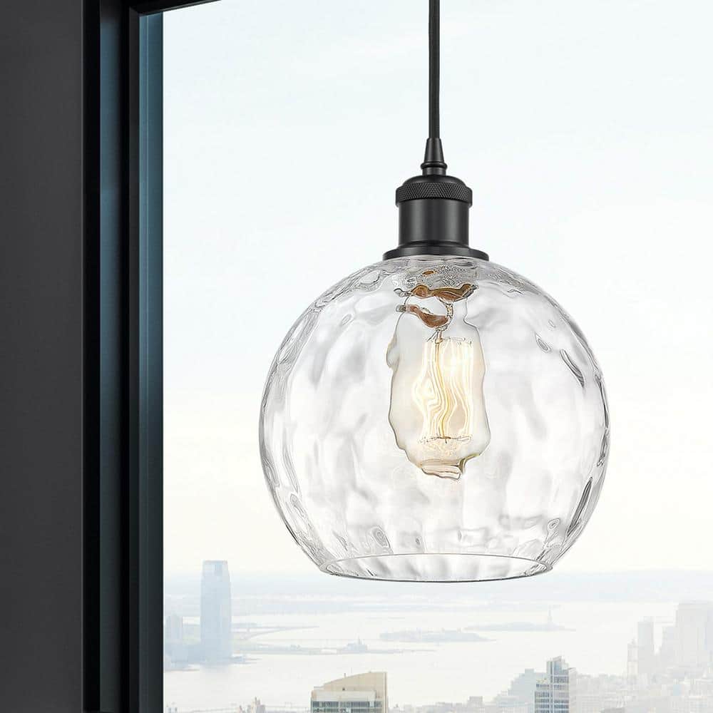 Athens Matte Black and Glass Mini Pendant Light