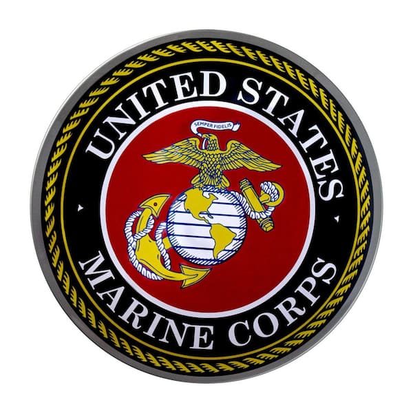 Dome Shaped Metal Wall Art Sign-Man Cave (United States Marine Corps Emblem)Black/Red/Yellow, 15" H x 15" L