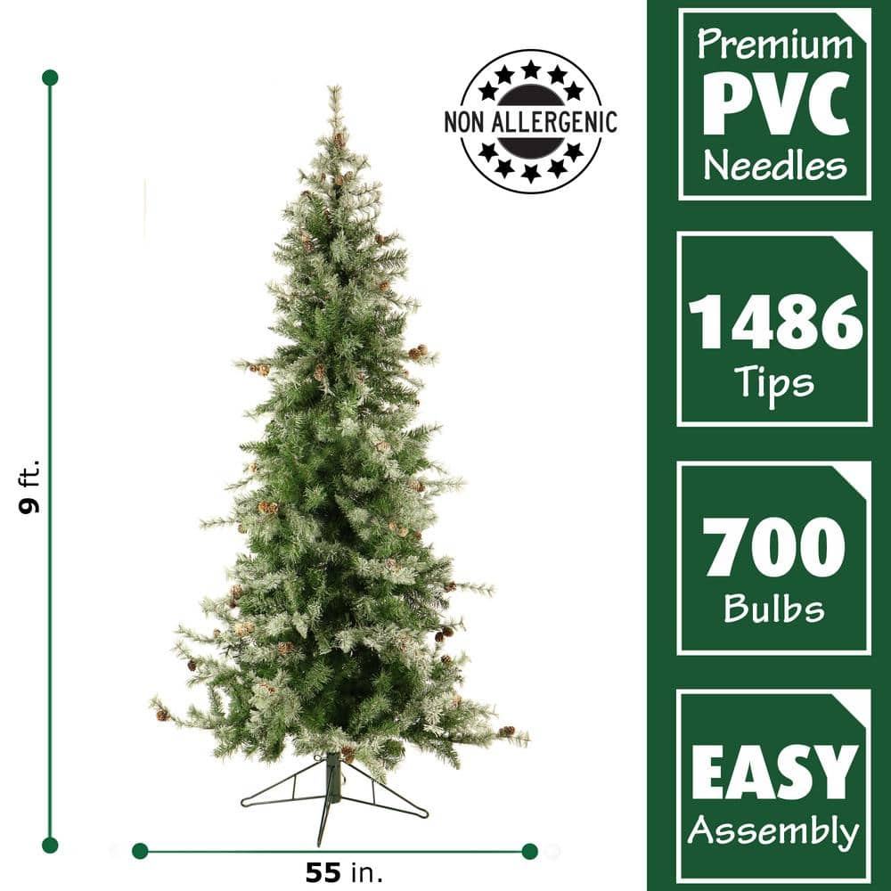 9-Foot Buffalo Fir Slim Christmas Tree with Multicolor LED Lights