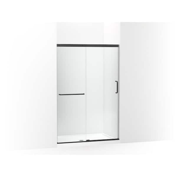 KOHLER Elate 44-48 in. W x 71 in. H Sliding Frameless Shower Door in Matte Black with Crystal Clear Glass
