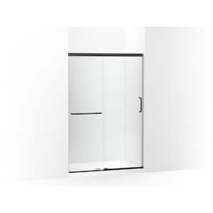 Elate 44-48 in. W x 71 in. H Sliding Frameless Shower Door in Matte Black with Crystal Clear Glass