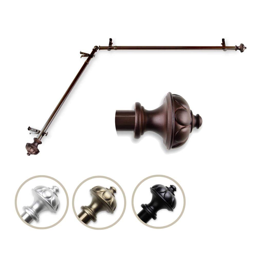 "13/16"" Dia Adjustable 66"" to 120"" Single Corner Window Curtain Rod in Cocoa with Sierra Finials" price history on PriceWatchPro