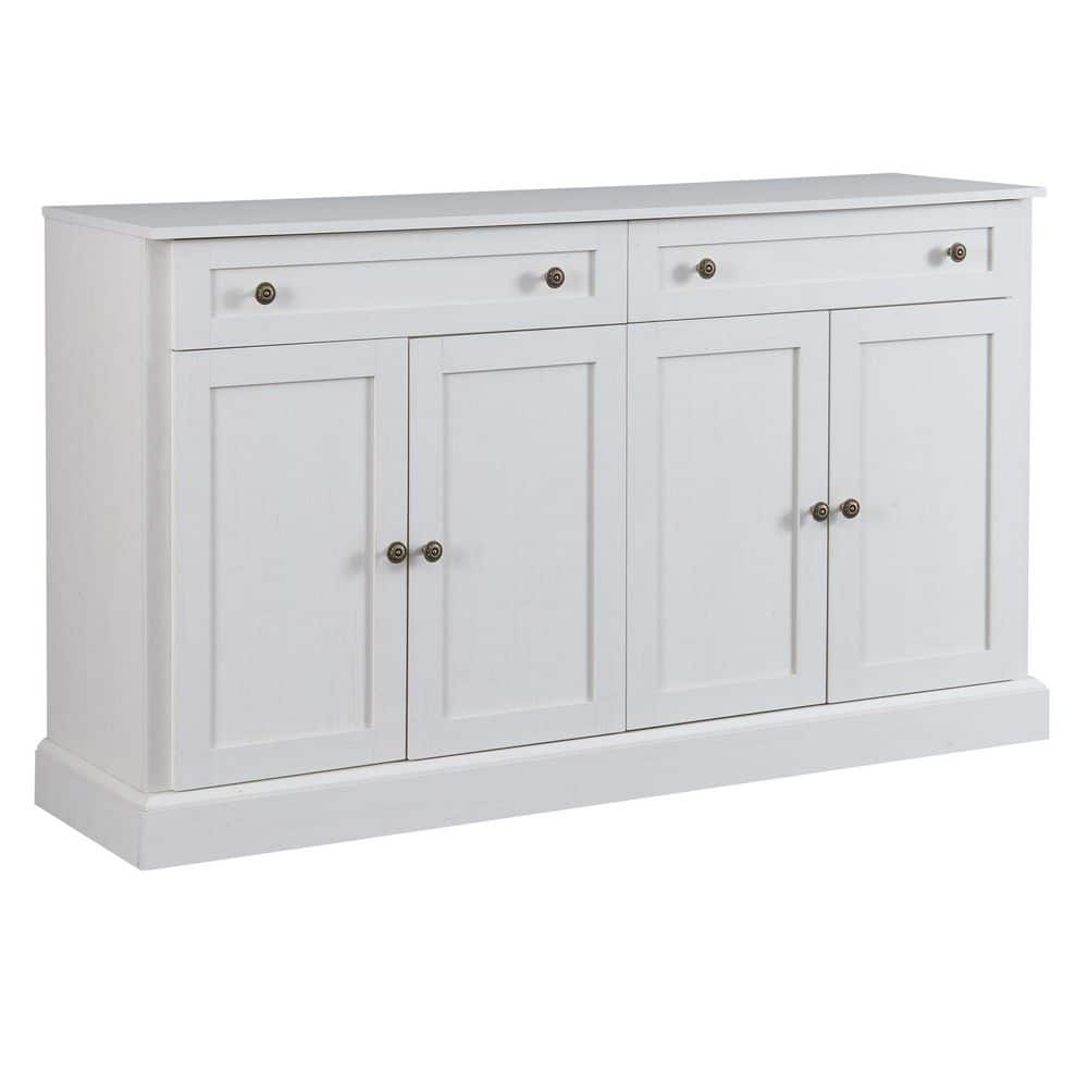 Antique White 33.90 in. Accent Cabinet Office Storage with 2 Shelves and Drawers Doors Storage for Living Room price history on PriceWatchPro