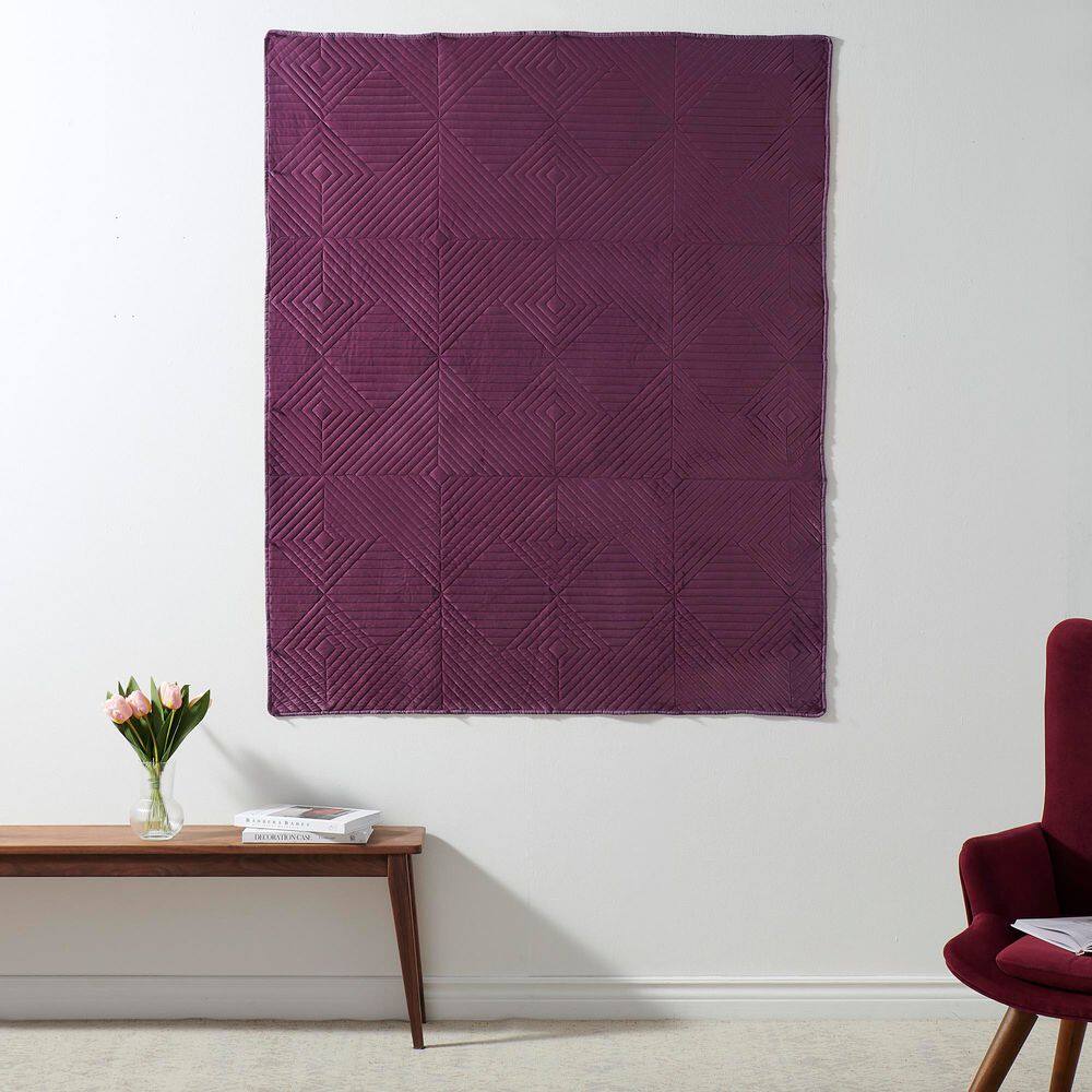 Riviera Mauve Velvet Quilted Modern Throw Blanket, 50x60 Inch