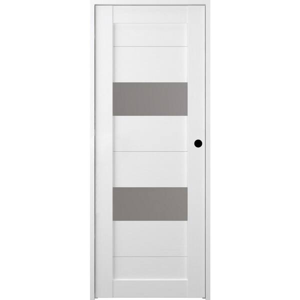 Belldinni Berta 32 in. x 95.25 in. Left-Hand Frosted Glass Bianco Noble Solid Core Wood Composite Single Prehung Interior Door
