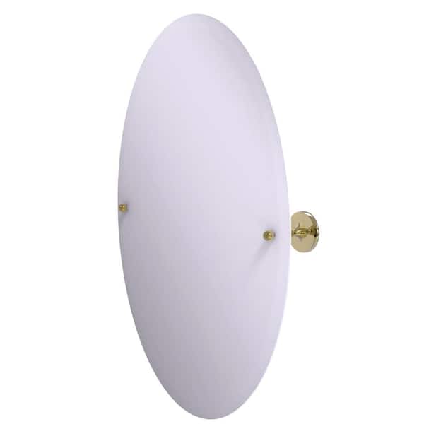 Allied Brass Shadwell Collection Frameless Oval Tilt Mirror with Beveled Edge in Unlacquered Brass