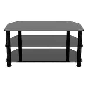 SDC1000BB-A TV Stand for TVs UP TO 50-inch, Black Glass, Black Legs