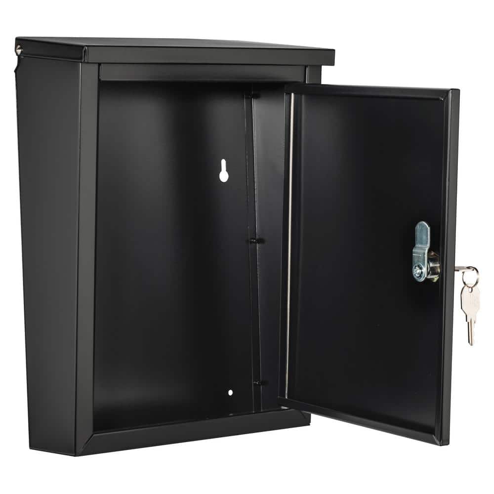 Black Steel Lockable Wall Mount Mailbox