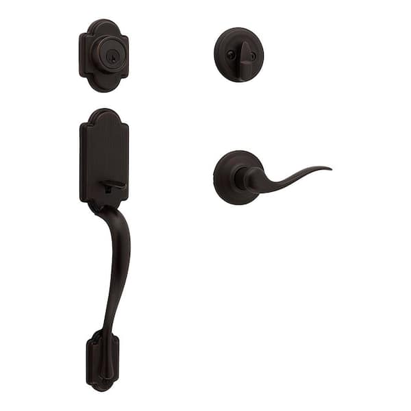 Arlington Venetian Bronze Single Cylinder Keyed Entry Door Handleset with Tustin Door Handle Featuring SmartKey Security