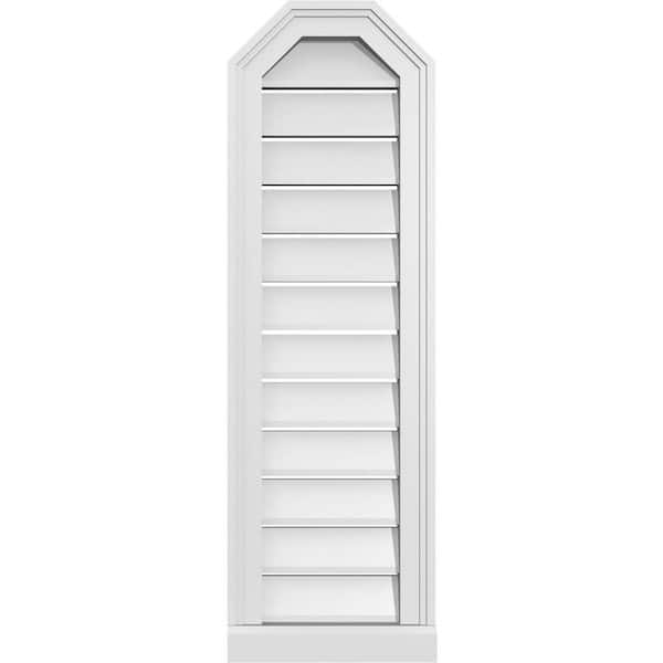 Ekena Millwork 12" x 38" Octagonal Top Surface Mount PVC Gable Vent: Functional with Brickmould Sill Frame